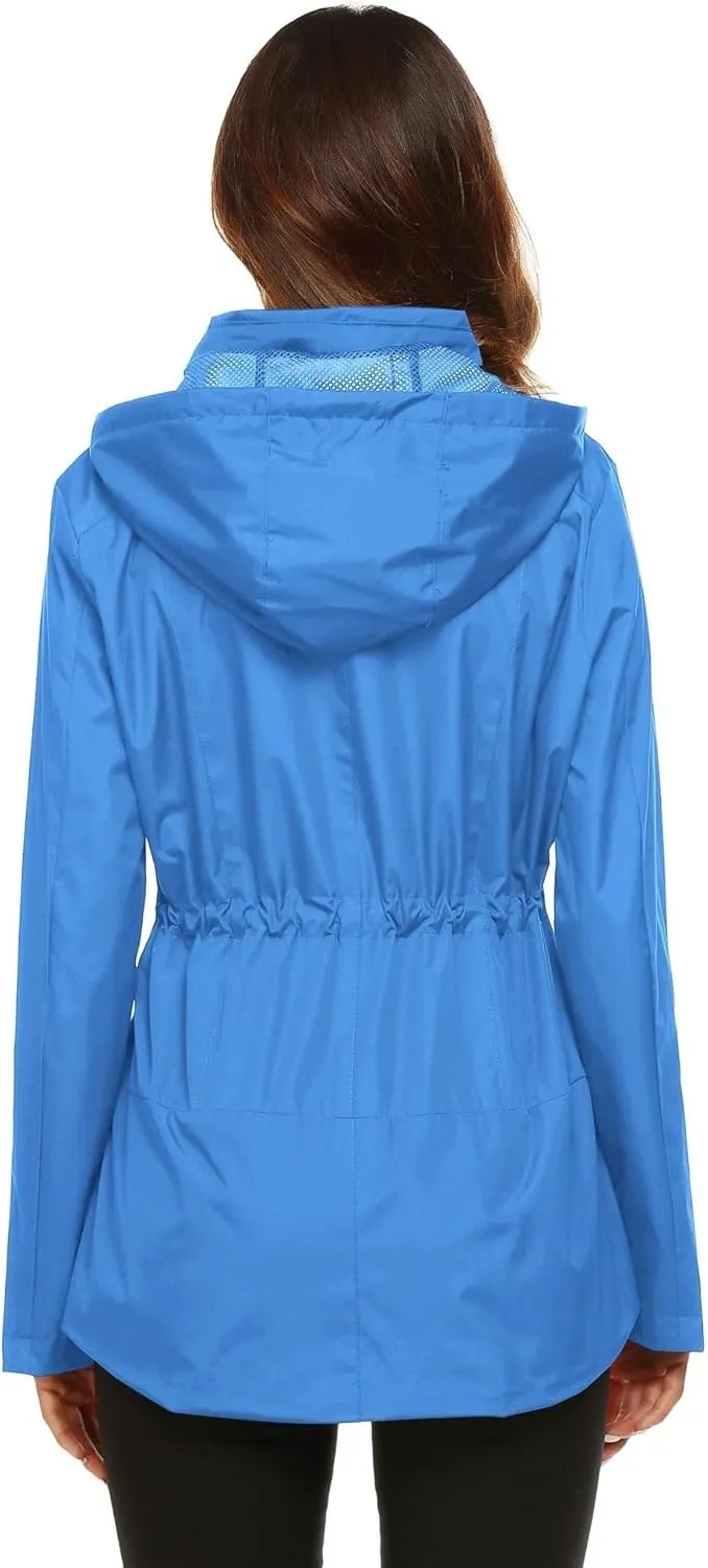 ZHENWEI Rain Jacket Women Waterproof with Lined Raincoat Outdoor Active Travel Hiking